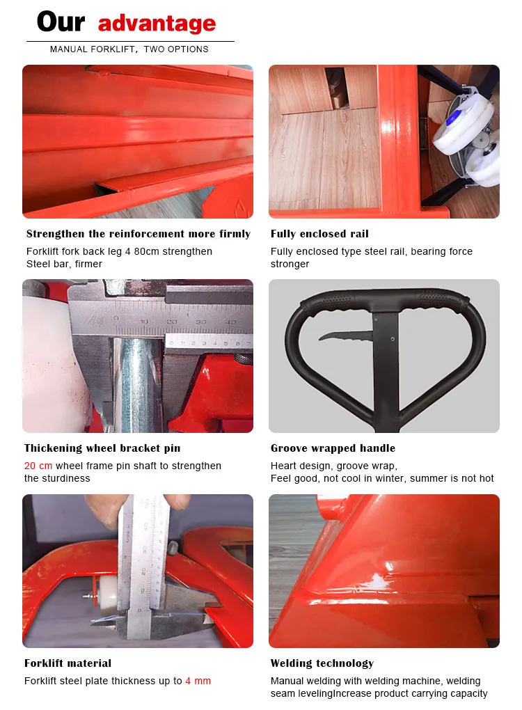 2ton 4400lbs 2000kg 1150*550 Nylon Wheel Hydraulic Hand Pallet Truck Manual Lifter