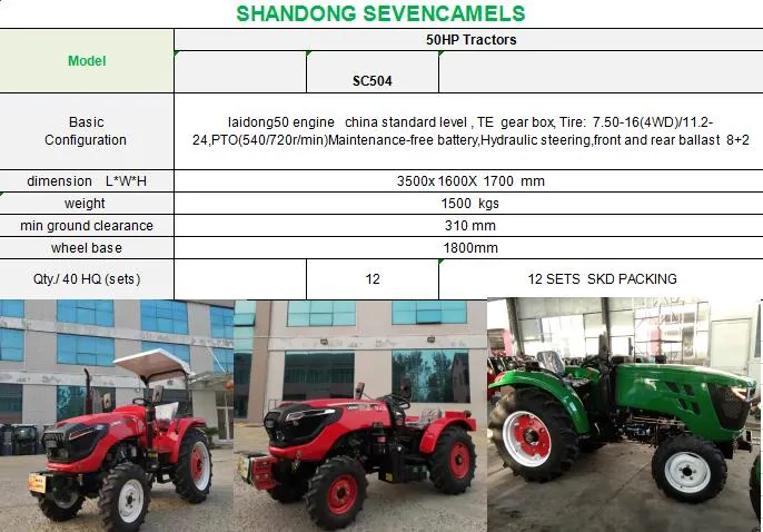 Big Discount Agriculture Tractor 30h 40HP 50 HP 55HP 60HP 80HP 90HP 100HP 120HP Tractor China Best Factory Whole Sale Price