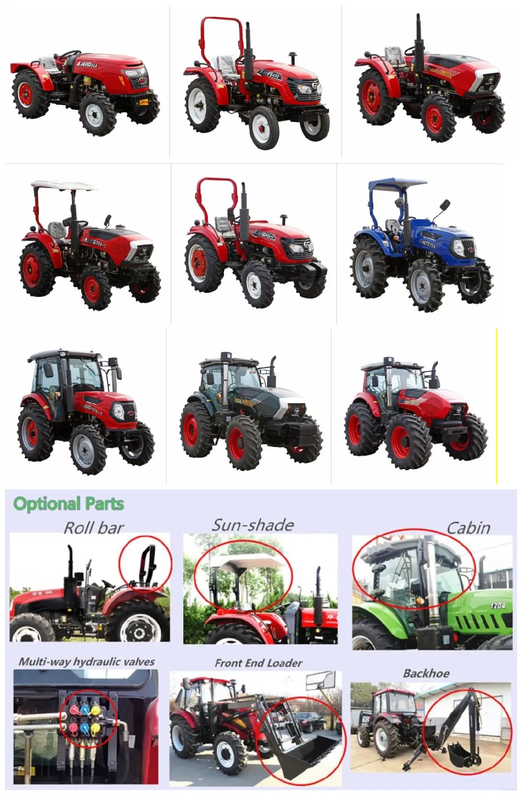 Farm Machine 130 HP Tractor, 140, 150, 160 HP Farm Tractor, Agricultural Tractor Th 1304, Th 1504 Tractor with Trailer