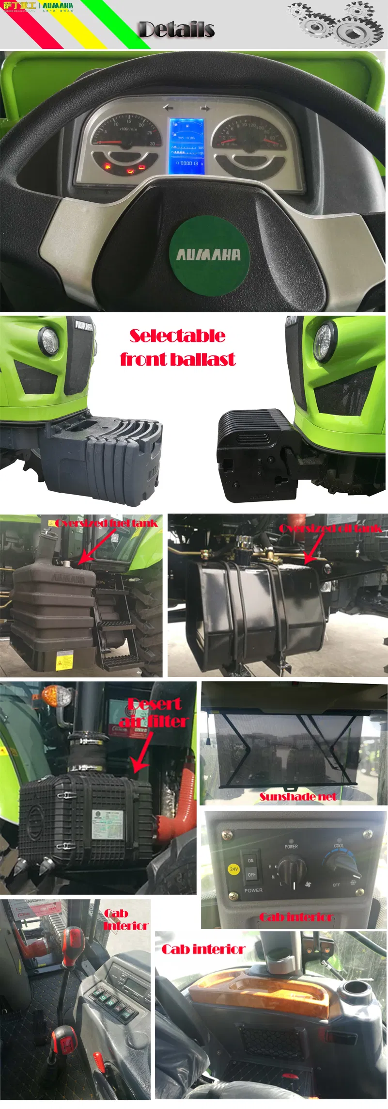 Farm Transportion Paddy-Field 110HP 4WD 2WD Wheel Tractor with Cab