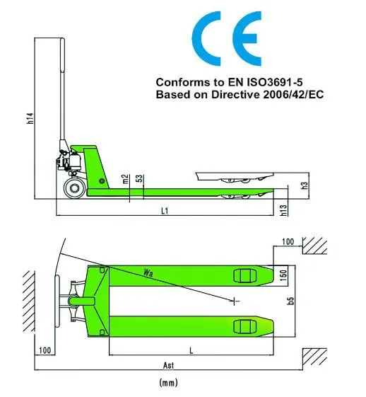 Hot Selling Hand Pallet Truck with 1150/1220 mm Fork Length